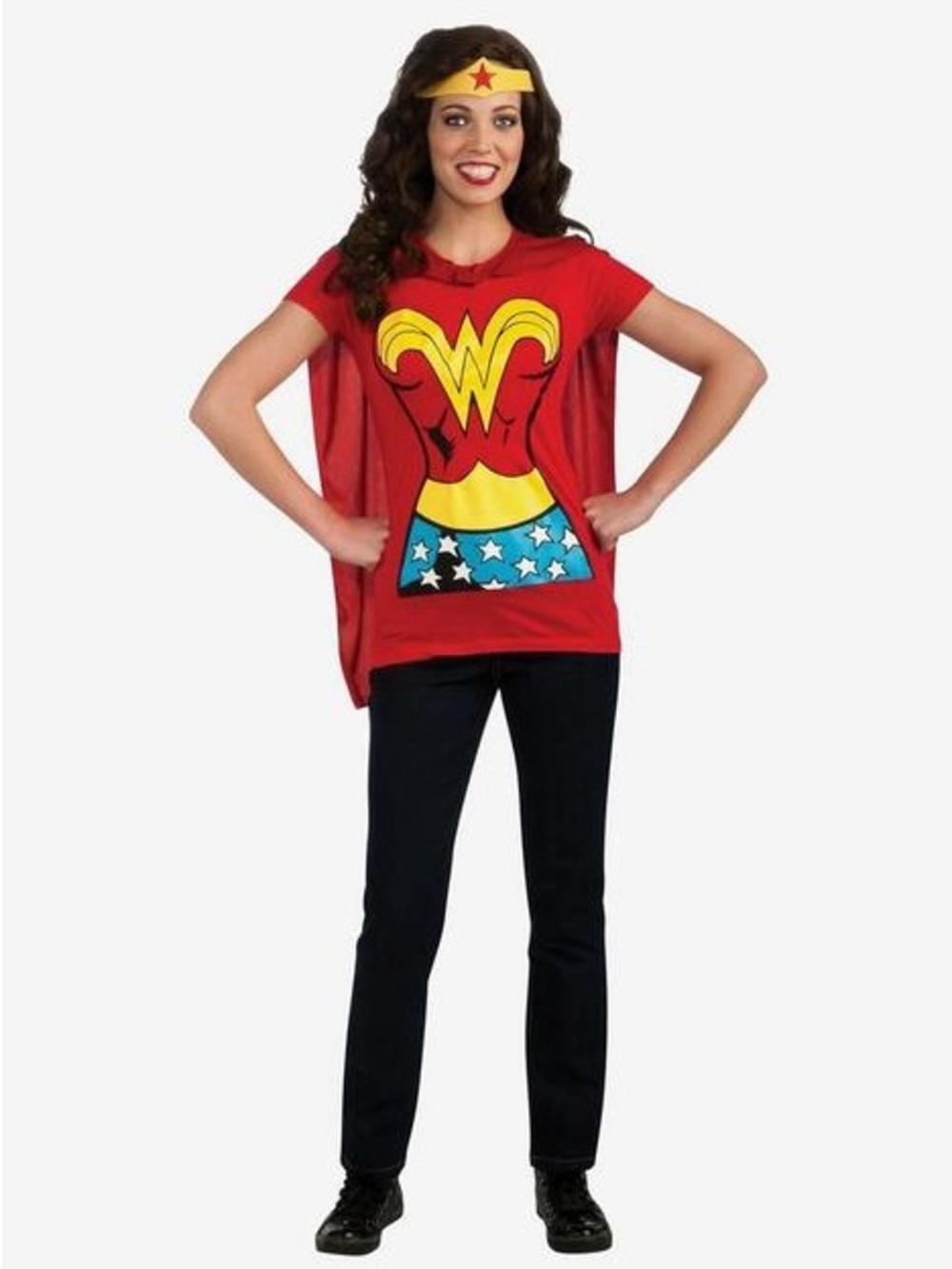 DC medium Wonder Woman T-shirt with Cape and tiara Costume